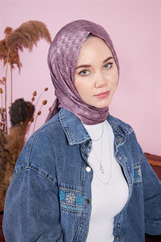 Parlak İtalyan Jakar Şal Kaz Ayağı Desen Menekşe