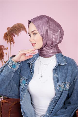 Parlak İtalyan Jakar Şal Kaz Ayağı Desen Menekşe