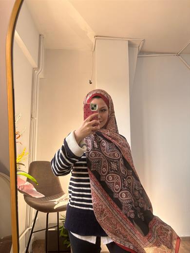 Rustik Desen Soft Şal Bordo