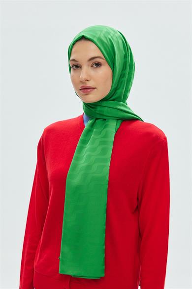 Su Yolu Desen Jakar Şal Benetton Yeşil