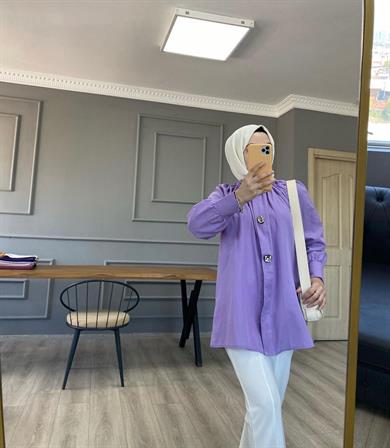 Taşlı Gömlek Mor