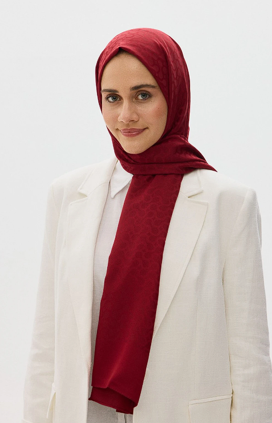 Bloom Desen Jakar Şal Bordo