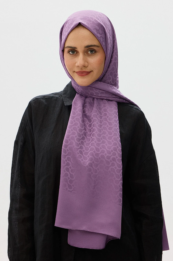 Bloom Desen Jakar Şal Menekşe