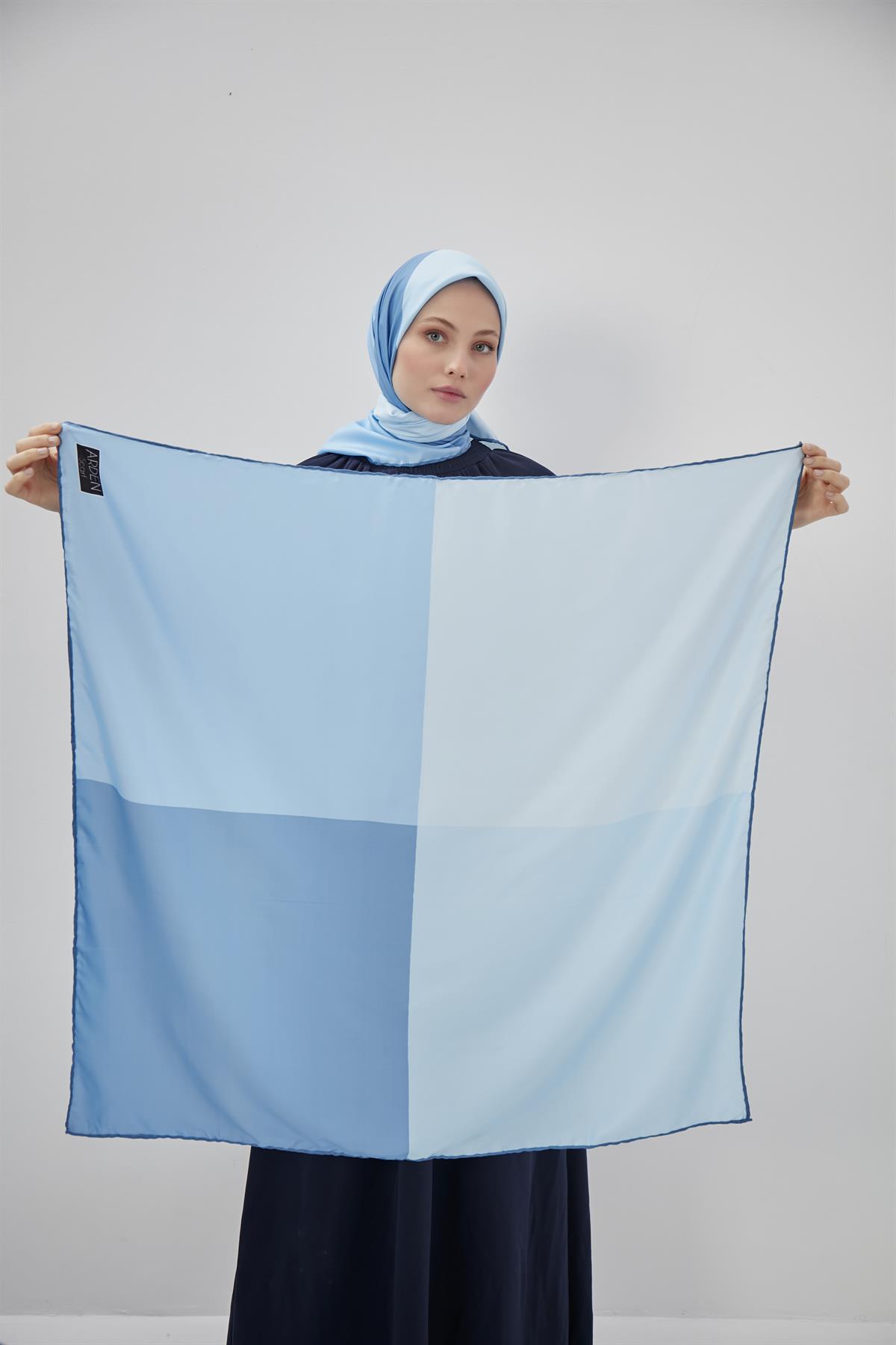 Dijital Baskılı Twill Eşarp Mavi