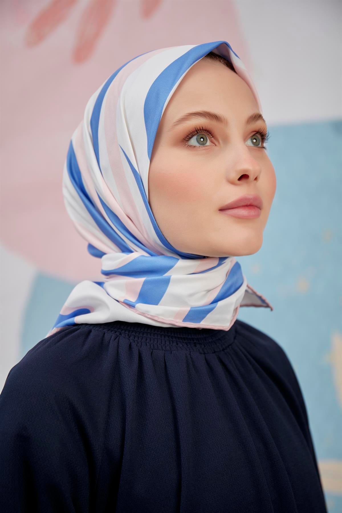Dijital Baskılı Twill Eşarp Pudra