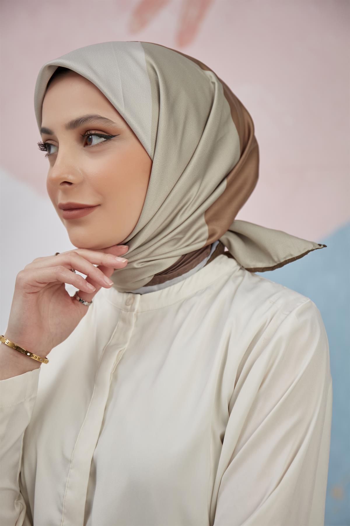 Dijital Baskılı Twill Eşarp Yağ Yeşili