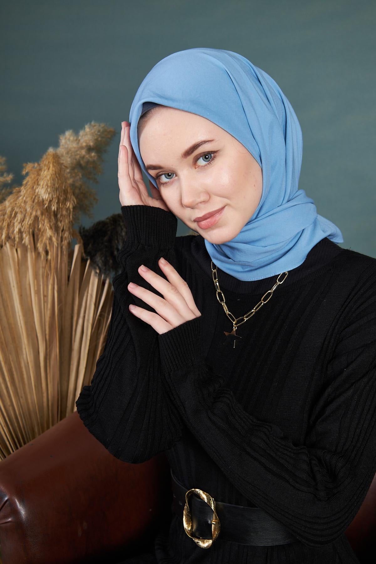 Pamuk Cazz Eşarp Bebe Mavisi