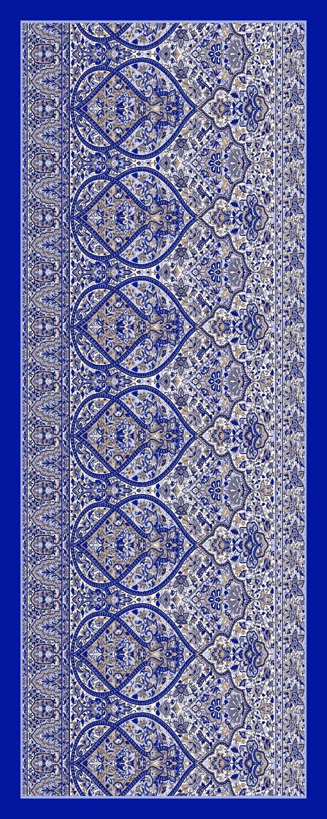 Retro Desen Soft Şal Saks Mavisi