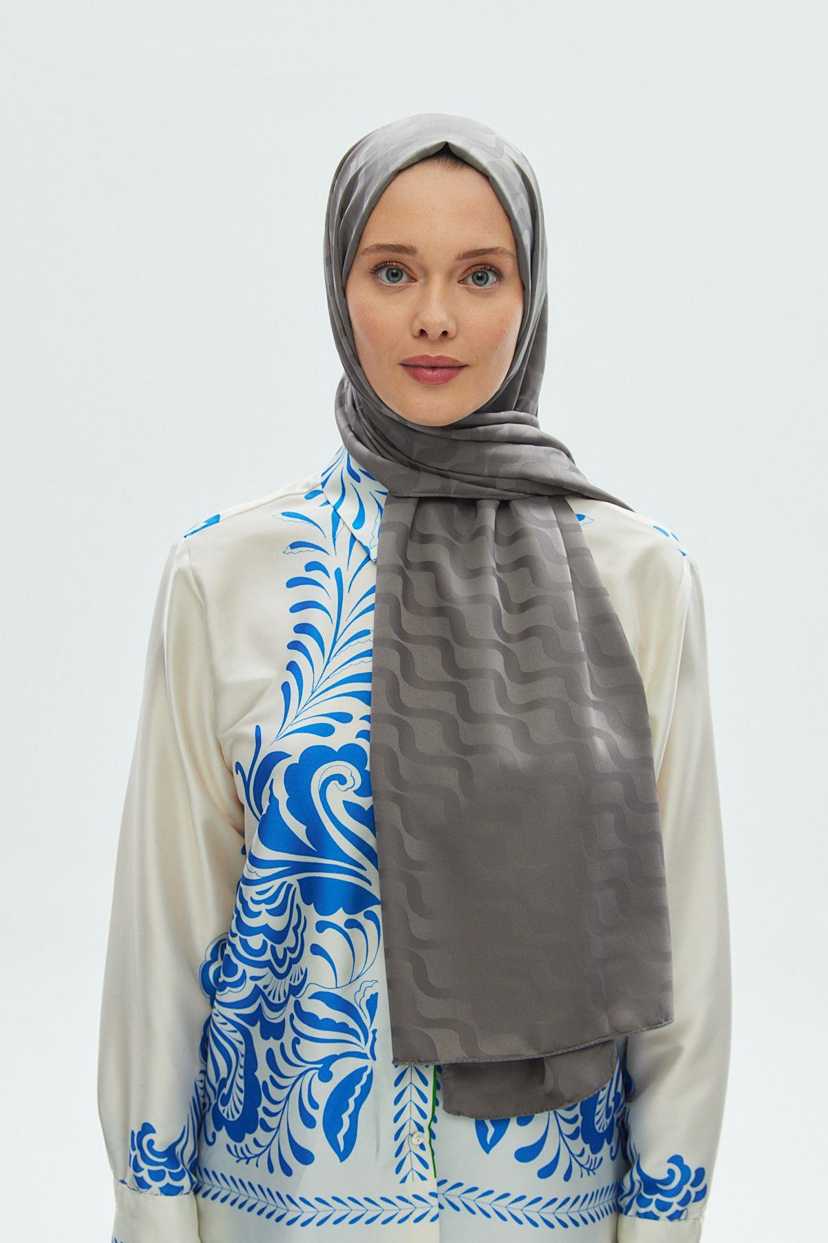 Su Yolu Desen Jakar Şal Füme