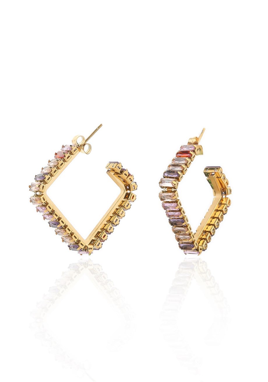  Square Taşlı Küpe 