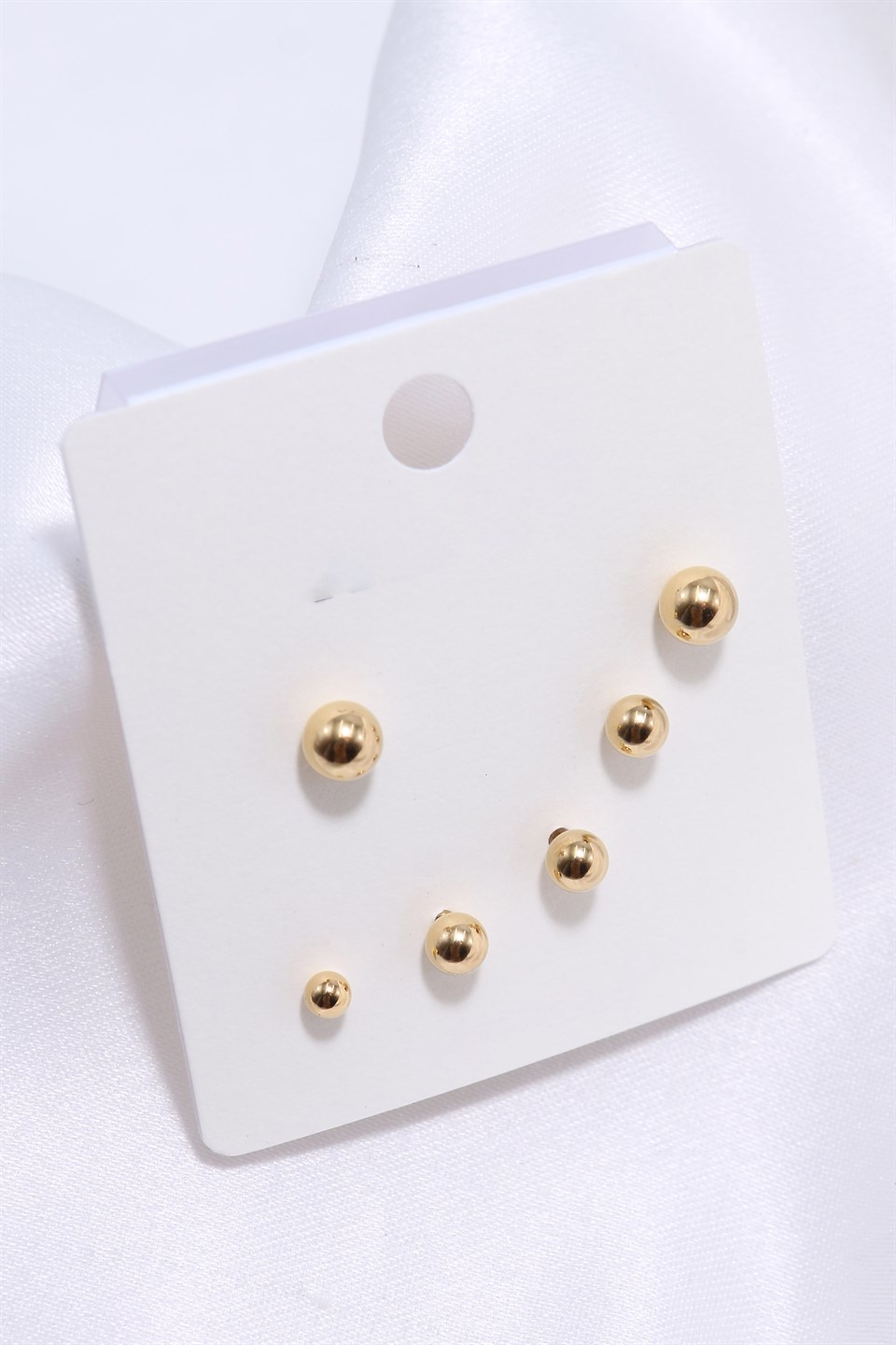 Altın Sarısı Renkli Mini Top Motifli Çelik 6'lı Küpe Seti (Tragus)