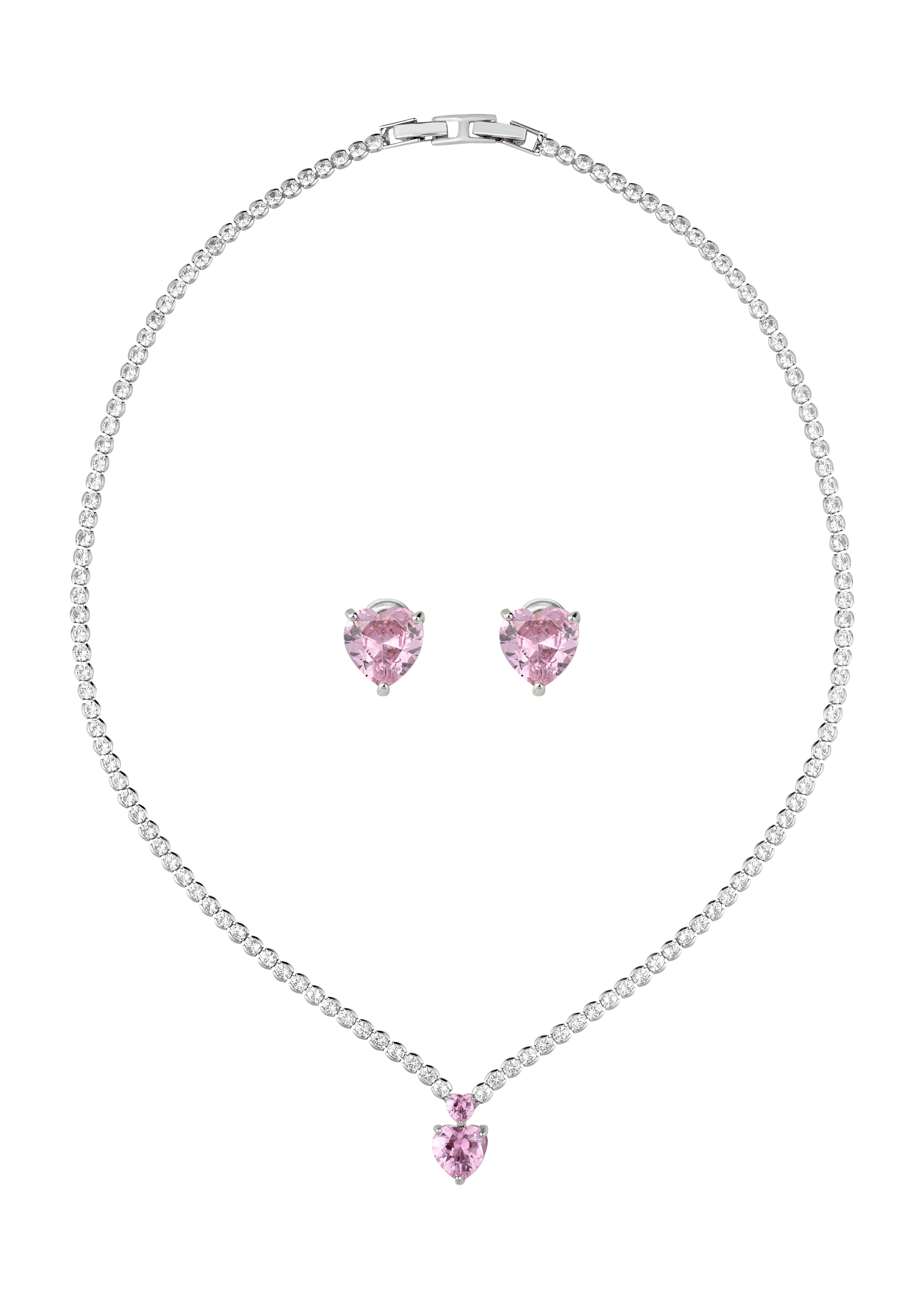 CARYA PİNK KOLYE - KÜPE SET