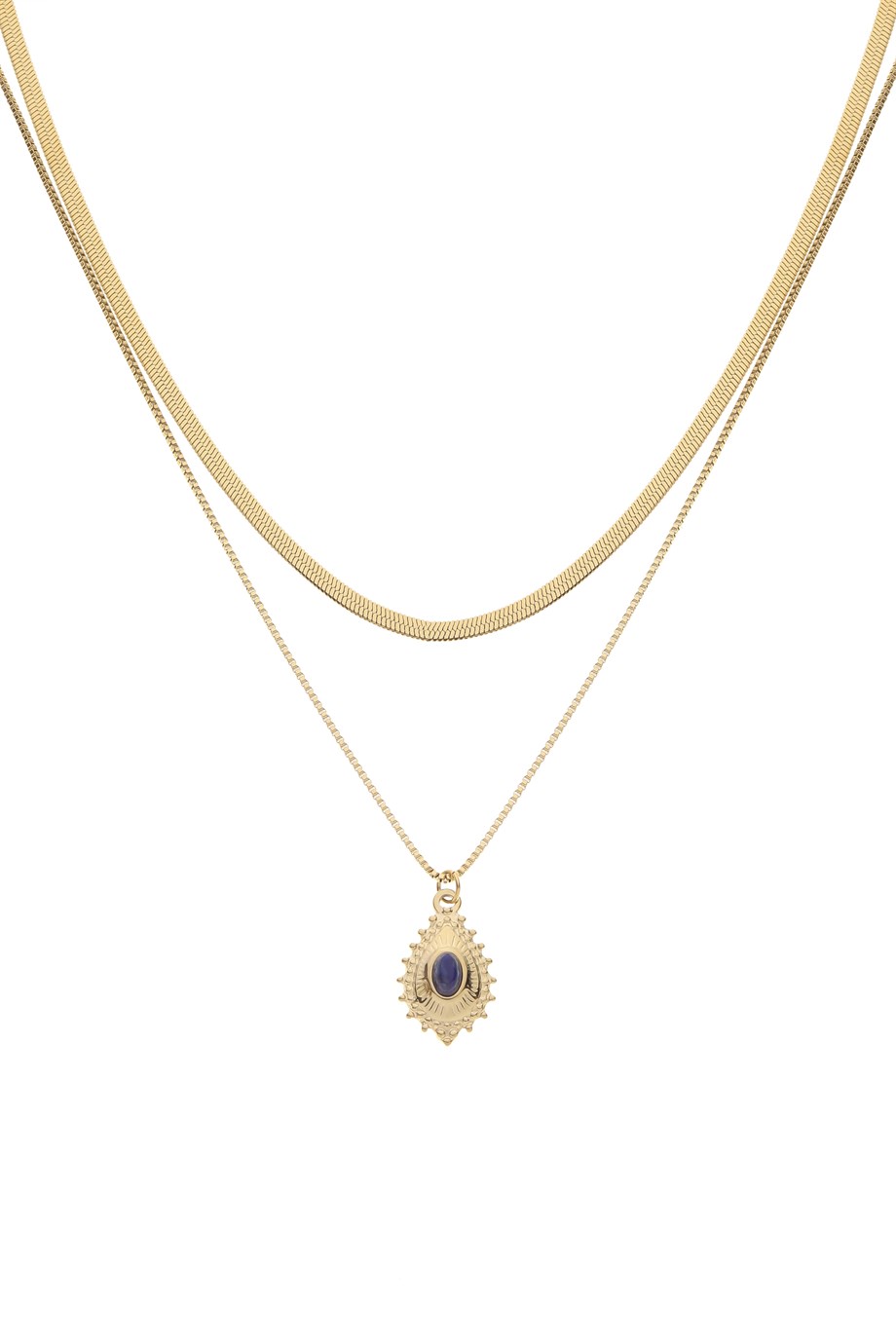 Dark Blue Stone 2'li Kolye