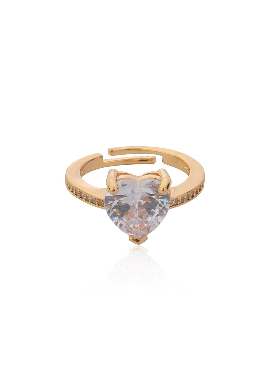 Gold Clear Heart Yüzük