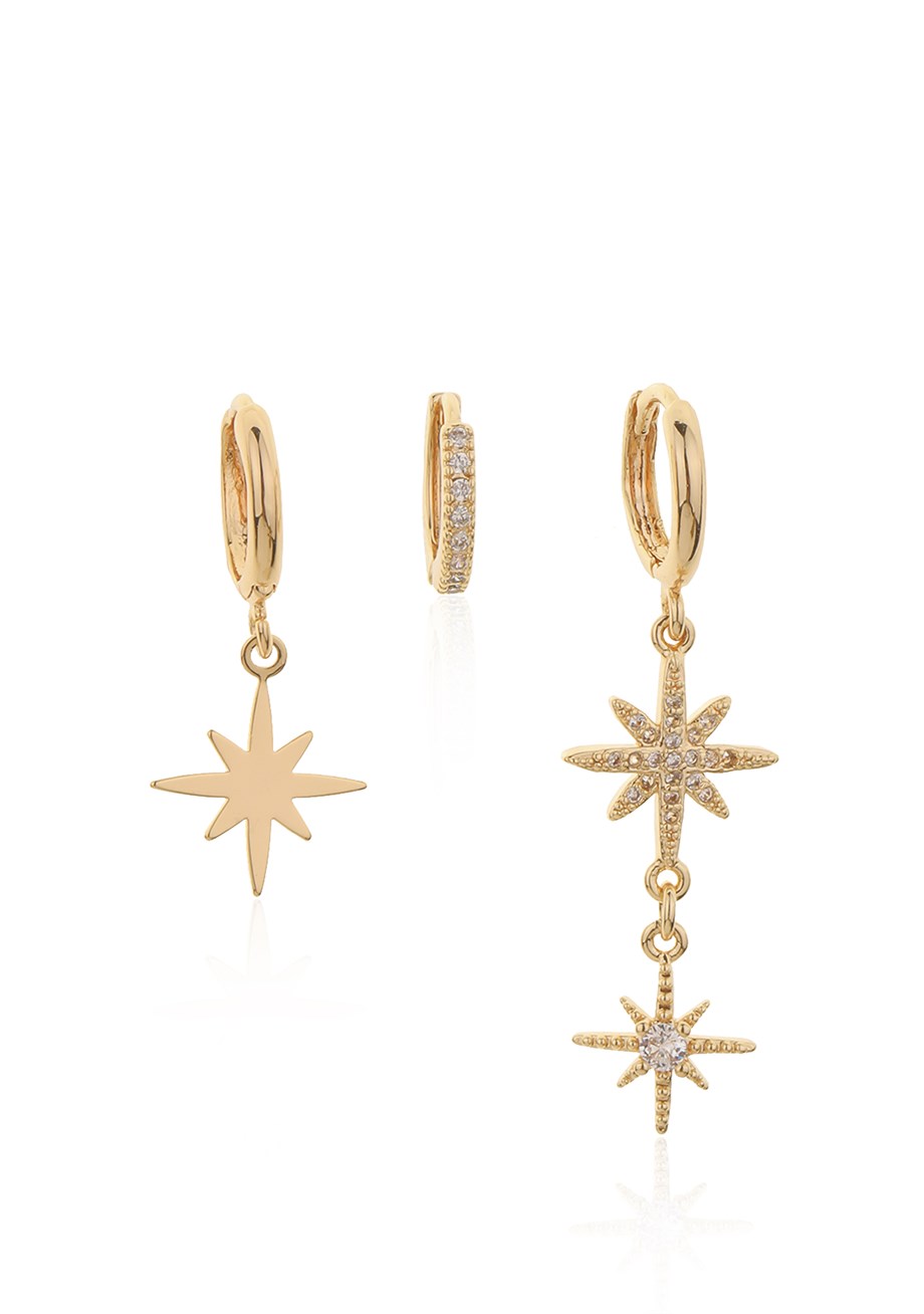 Gold Pole Star Küpe Seti