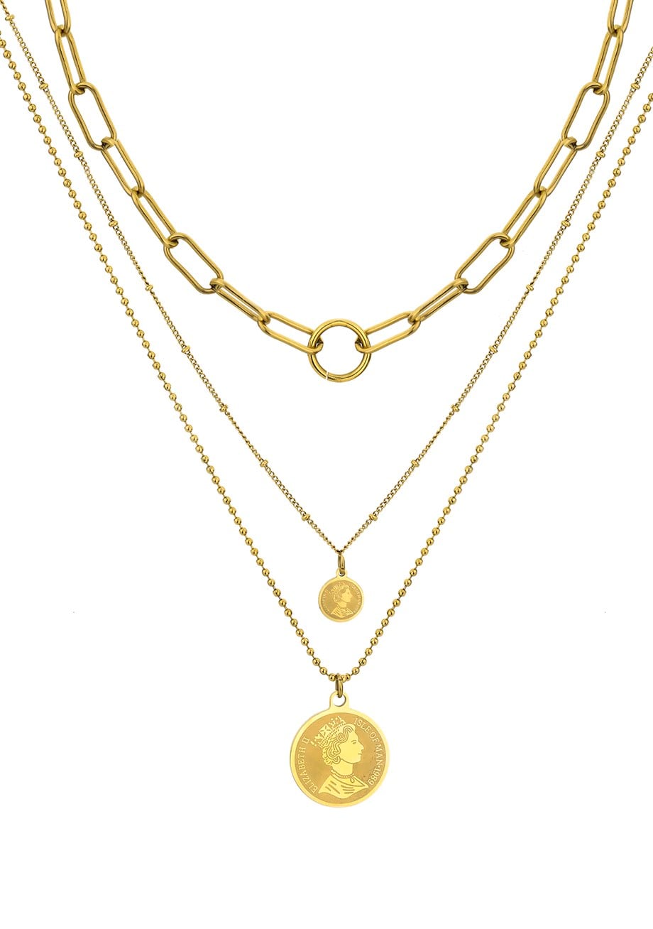 Gold Three Medallions Kolye