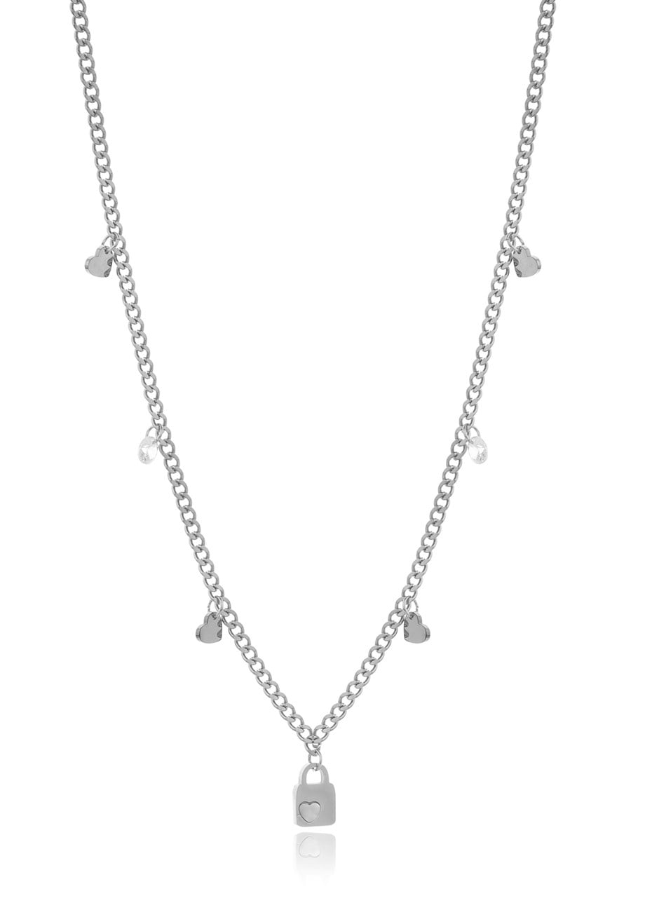 Silver Lock Heart Kolye