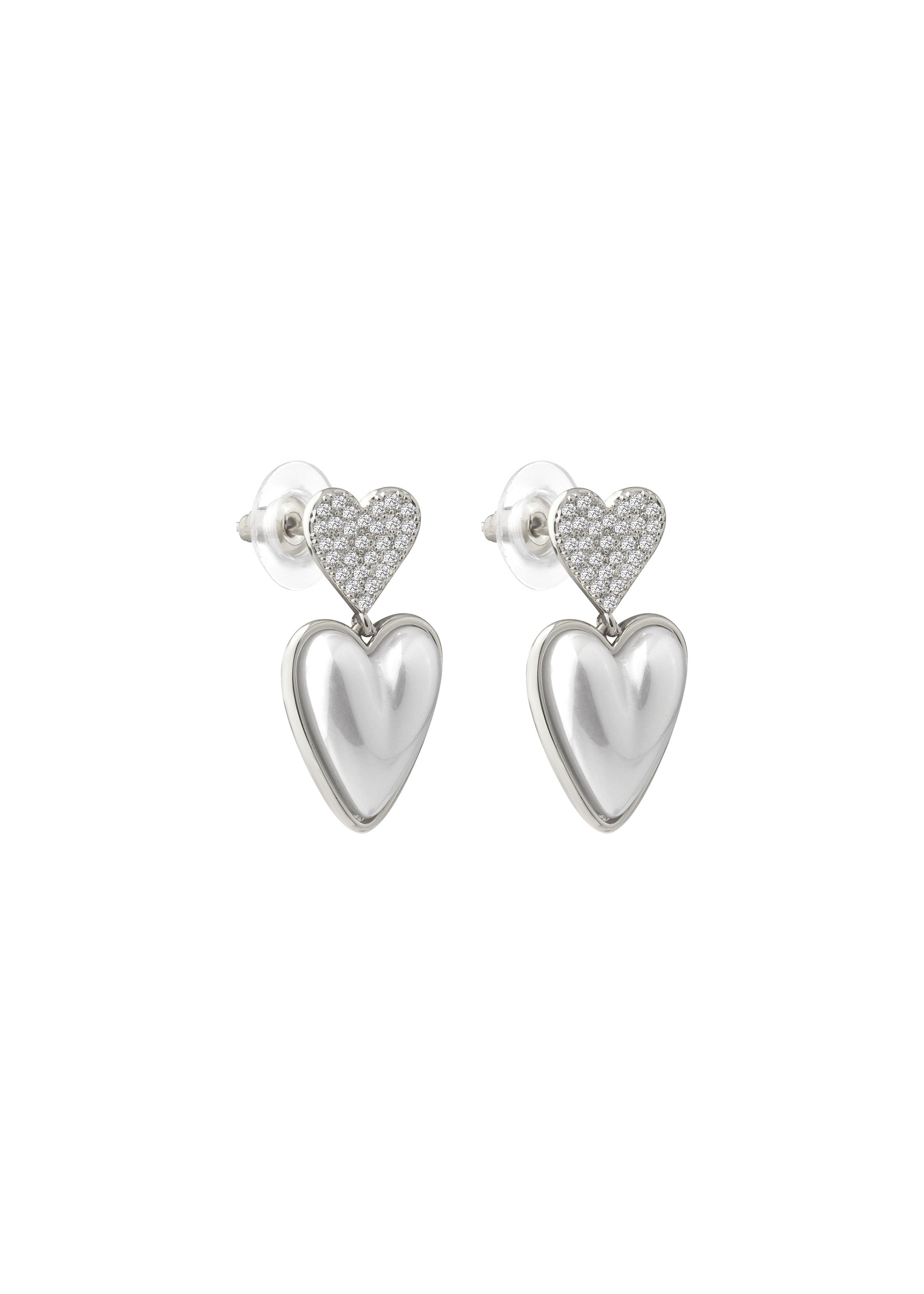 Silver Pearl Heart Küpe