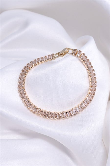 Altın Sarısı Renkli Kesme Baget Taşlı Su Yolu Bileklik