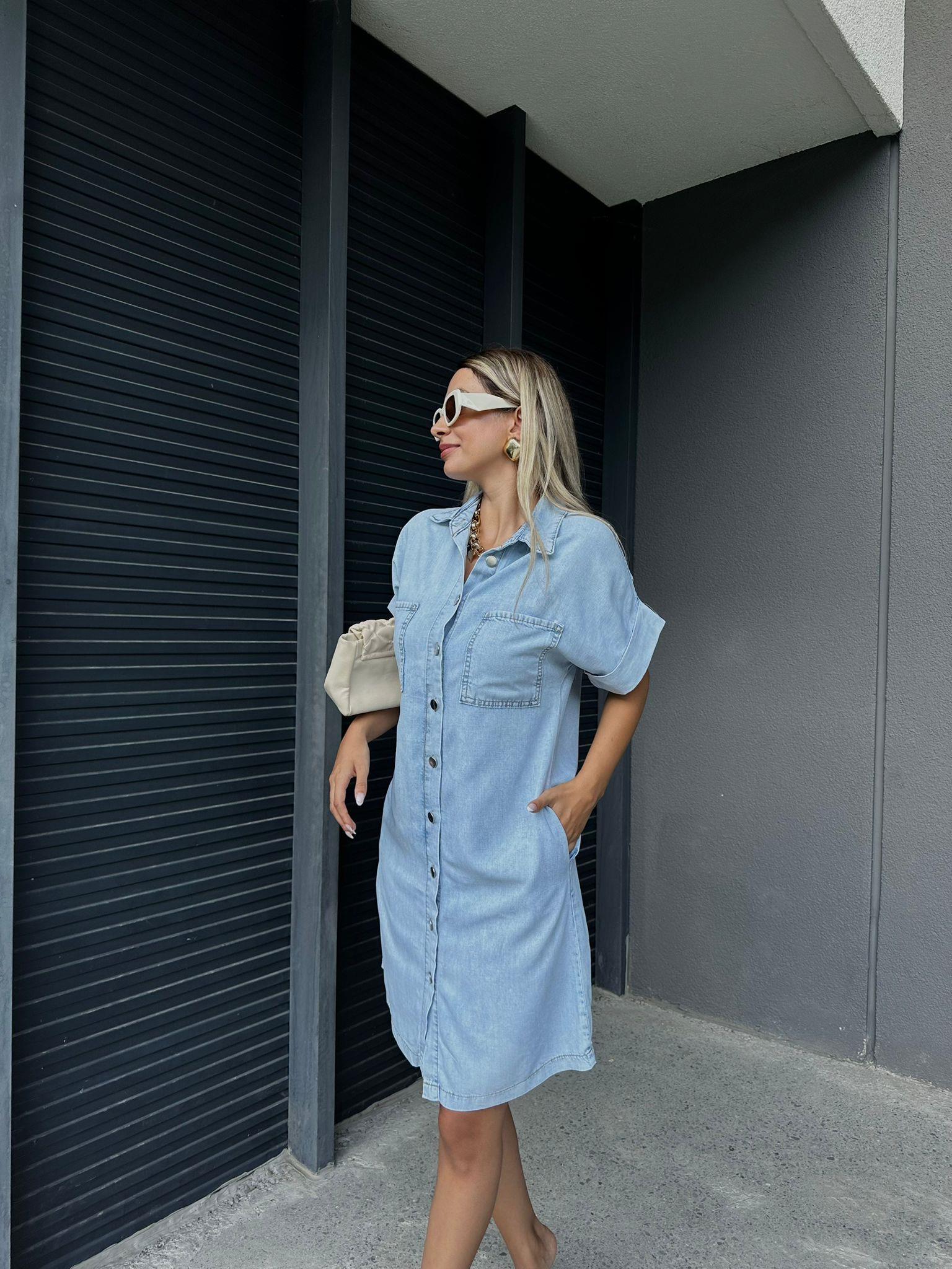 Önü Düğmeli Duble Kol Tensel Elbise