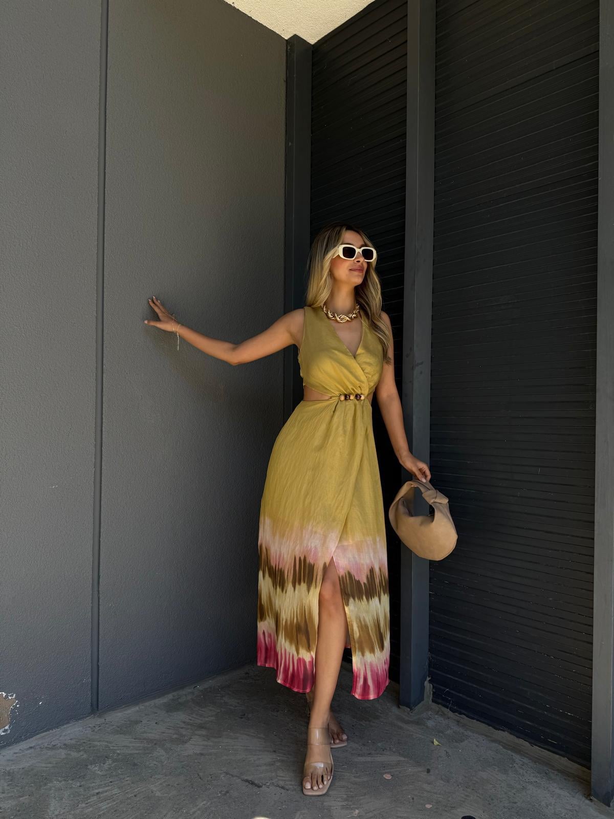 Orj Marka Bel Boncuklu Tasarım Elbise