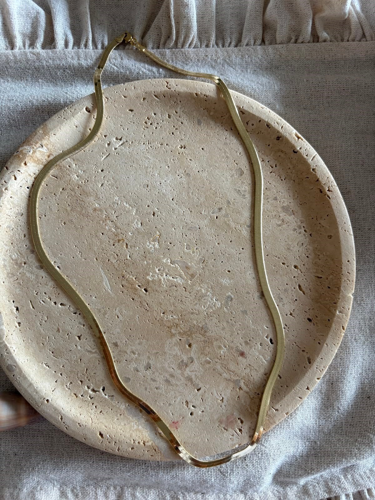 14 Ayar Gold Renk İtalyan Yassı Zincir ( 60 cm)