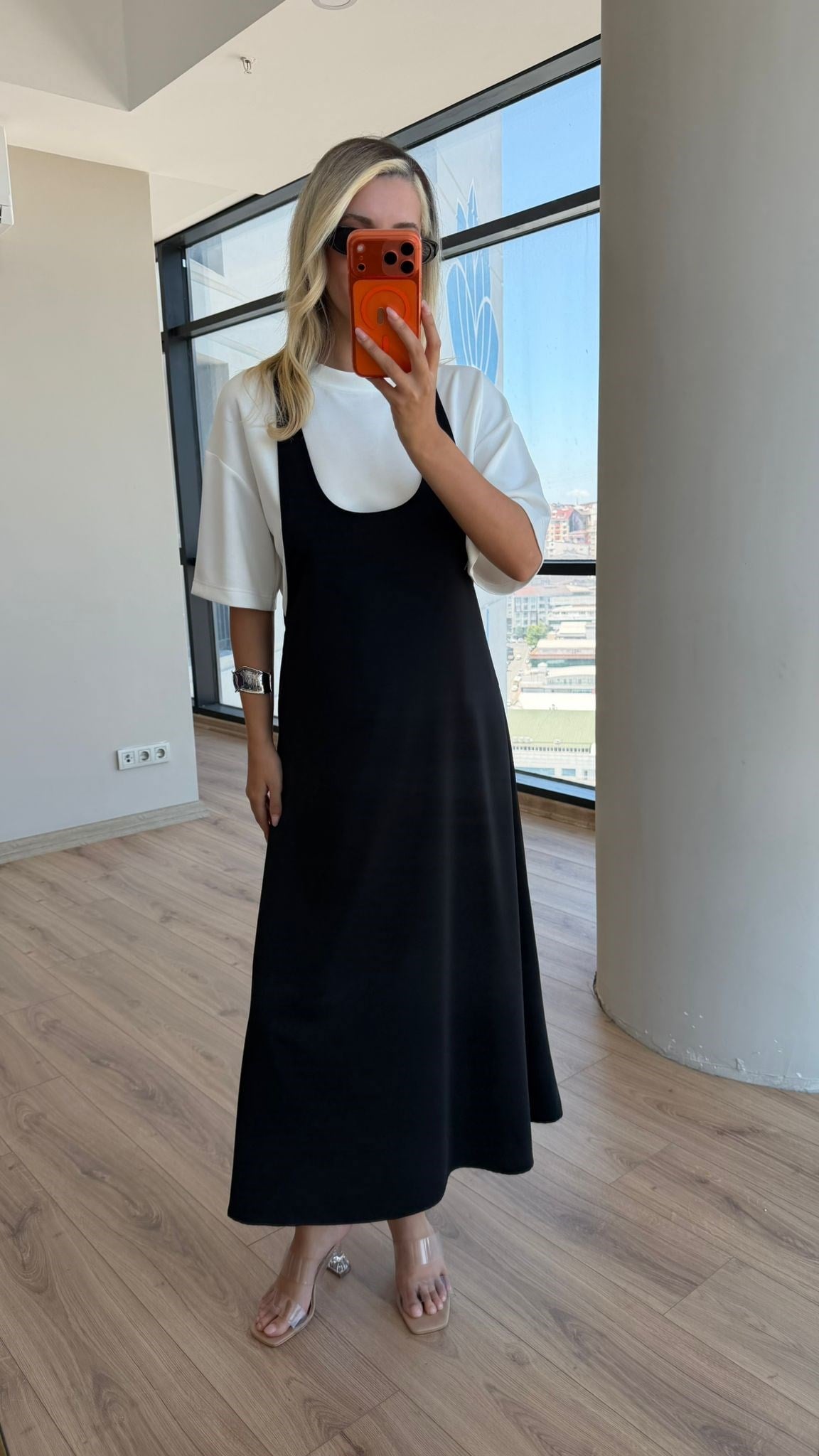 Twst Model Tshrt Elbise Modal Takım Siyah
