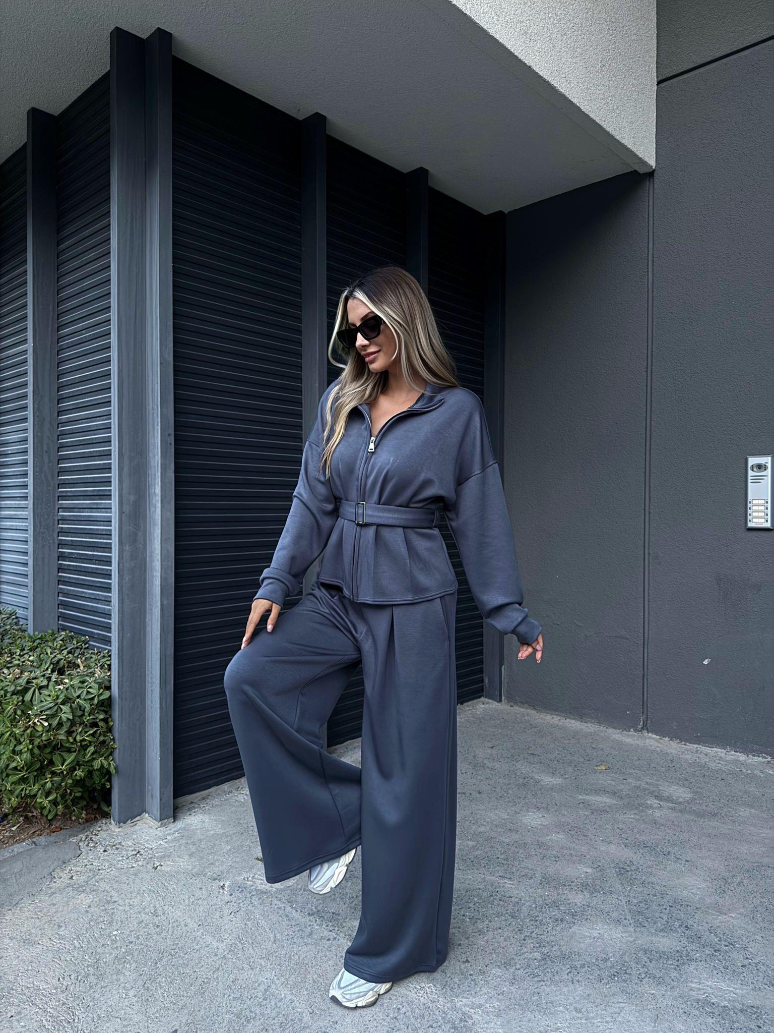 Dorika Oysh Model Kemerli Antrasit Spor Takım