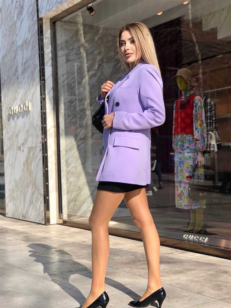 6 Düğme Lila Blazer 