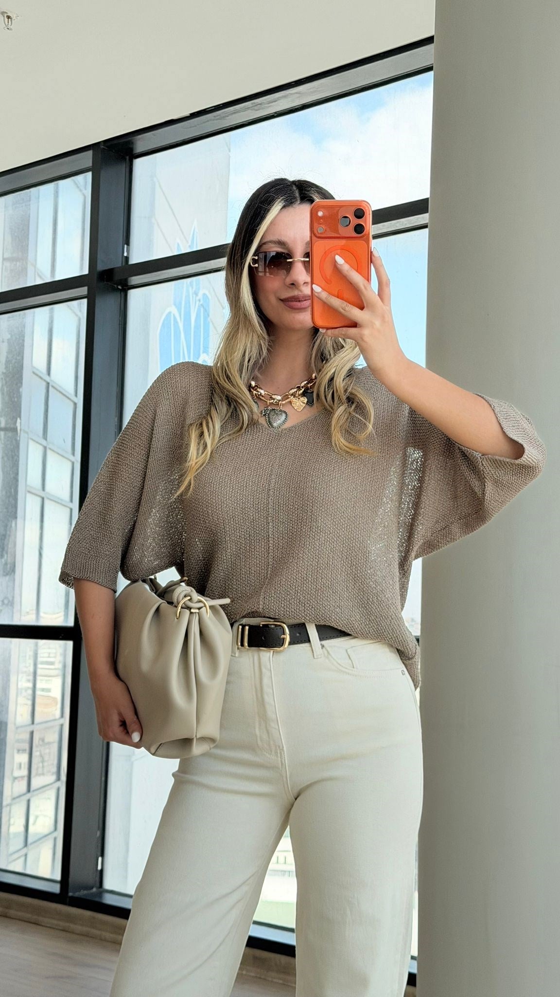 U Yaka Oversize Merserize Triko Vizon