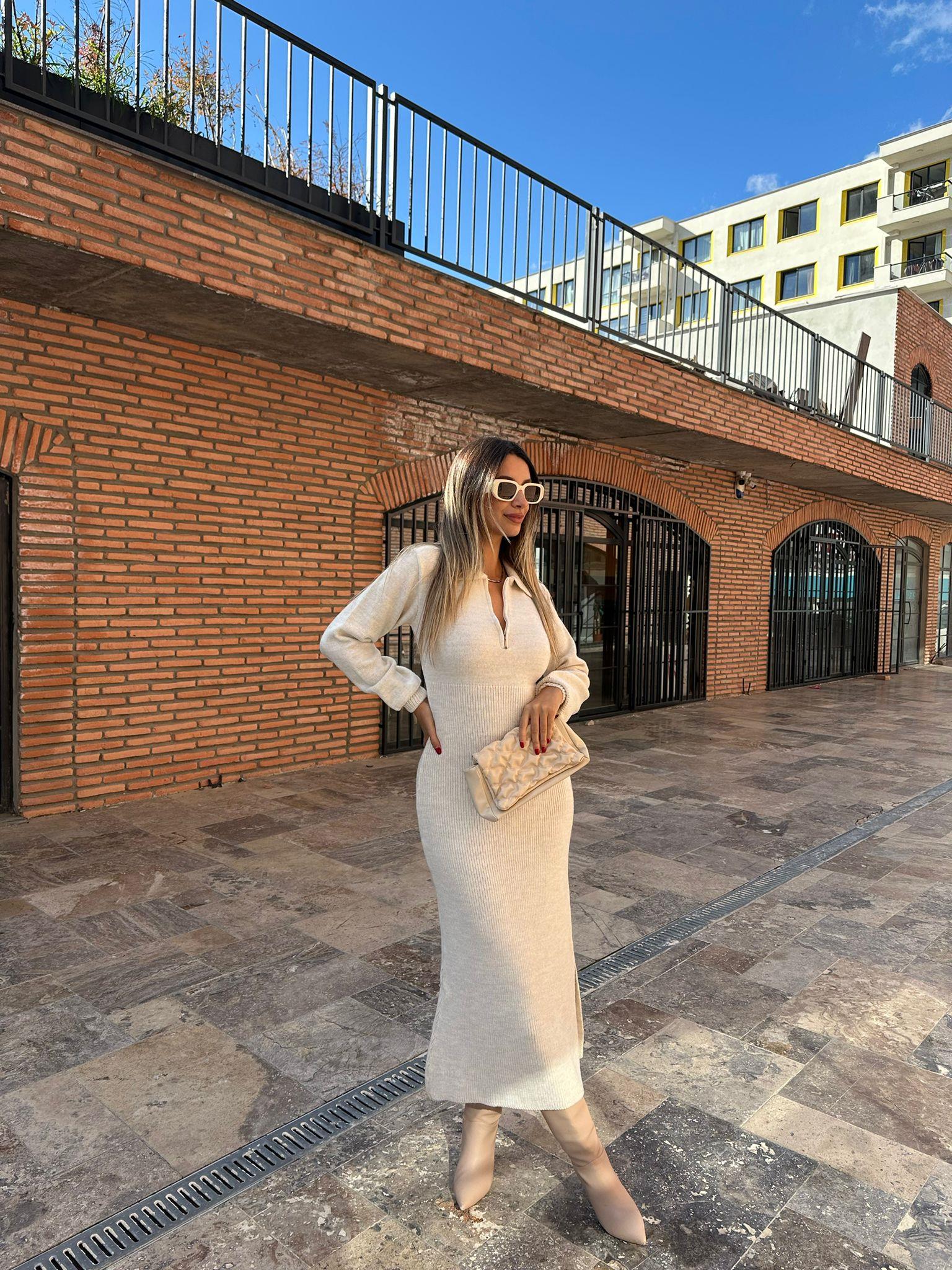 Alyona Taş Triko Elbise kelb1088grs