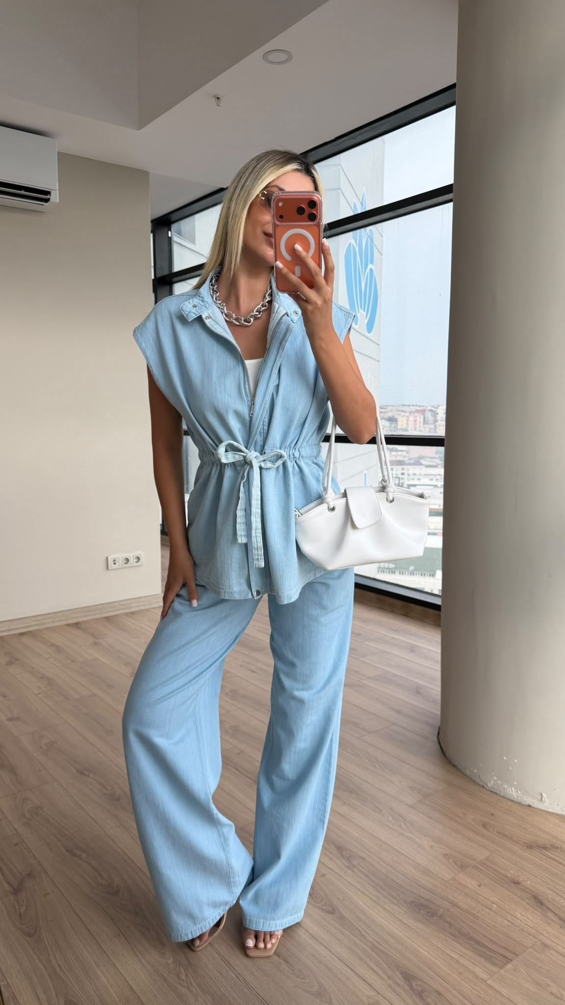 Bel Ayarlı Buz Mavisi Marka Premium Takım