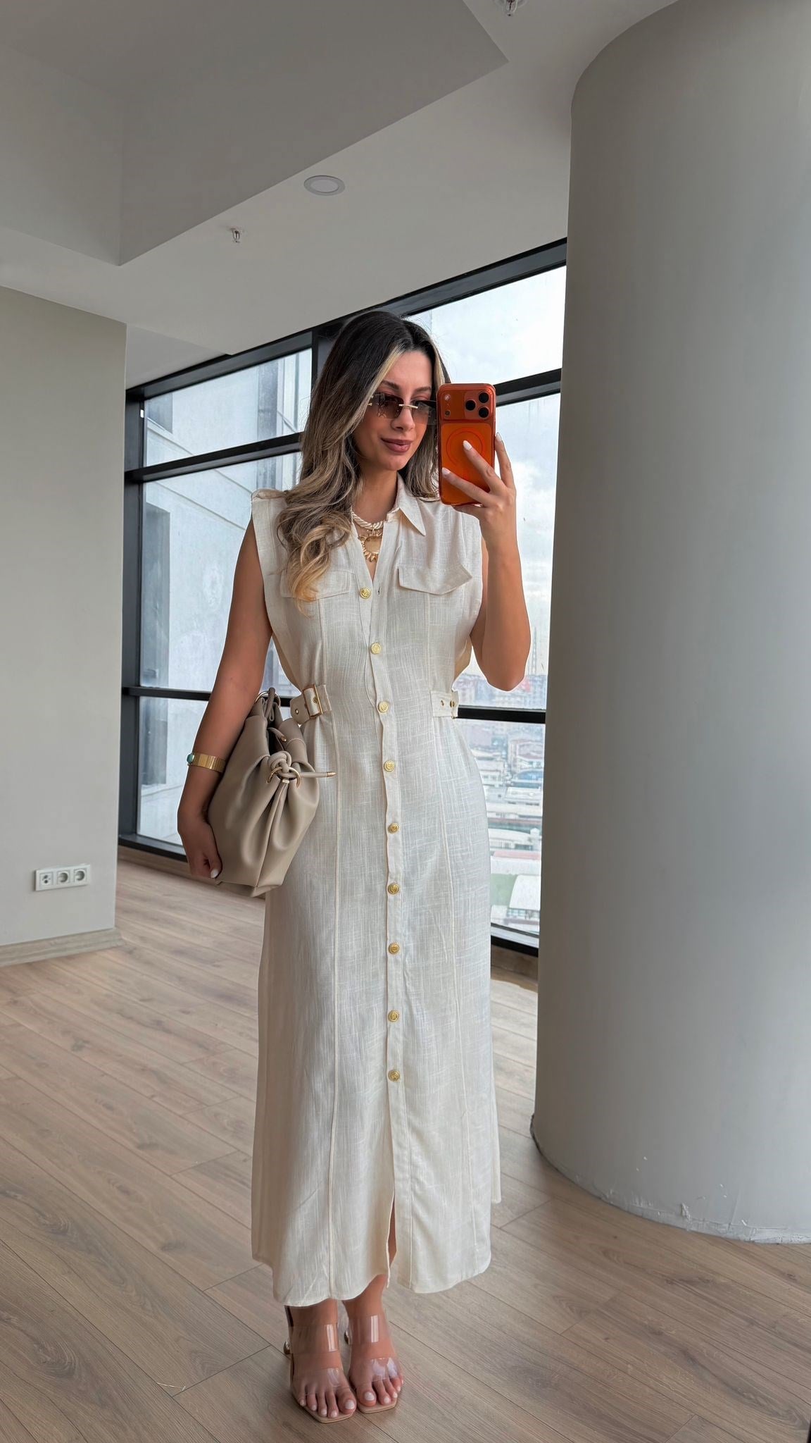 Premium Seri Süs Kemerli Elbise Taş