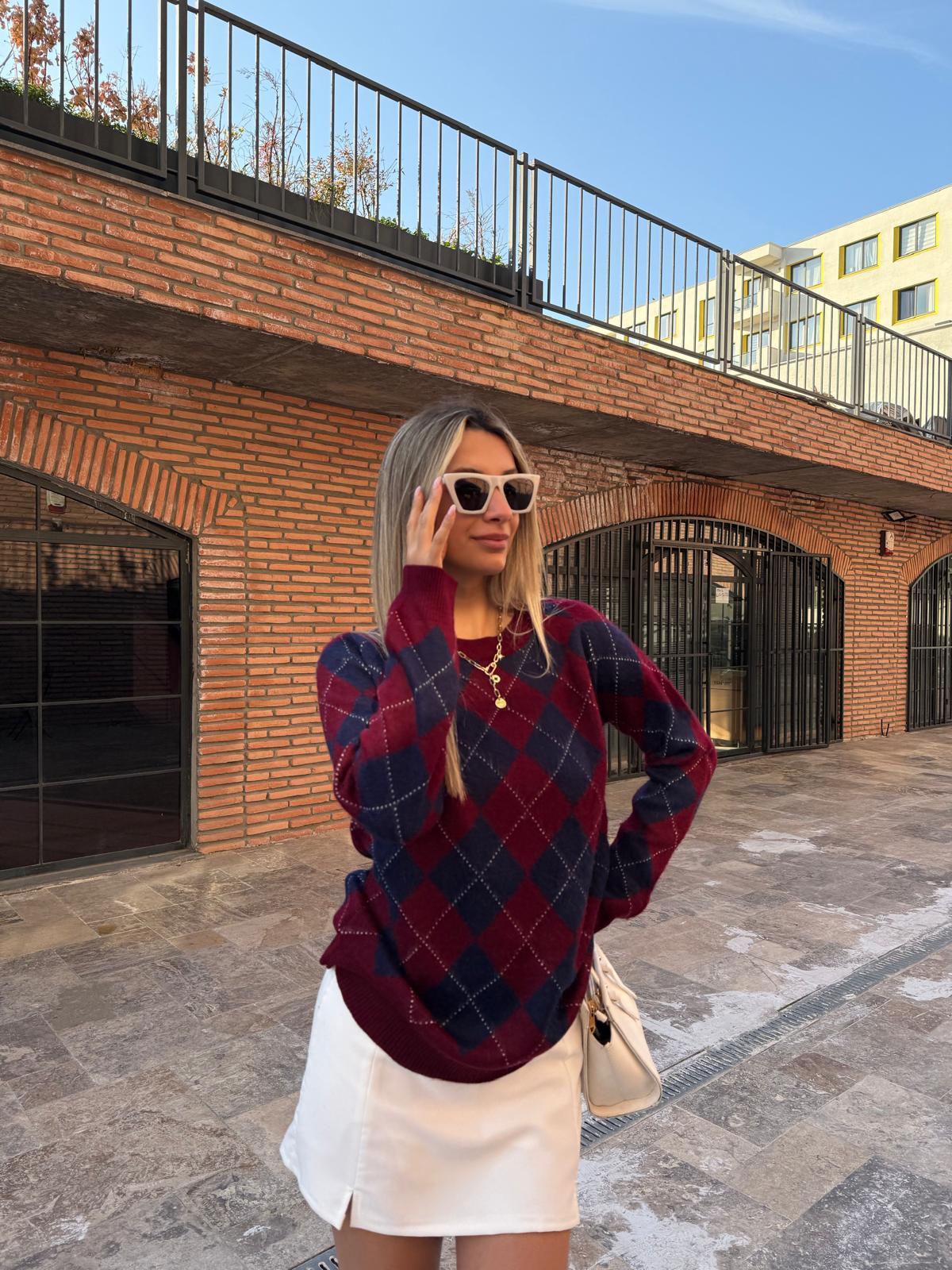 Bordo Baklava Desen Kazak  kzk2052feu