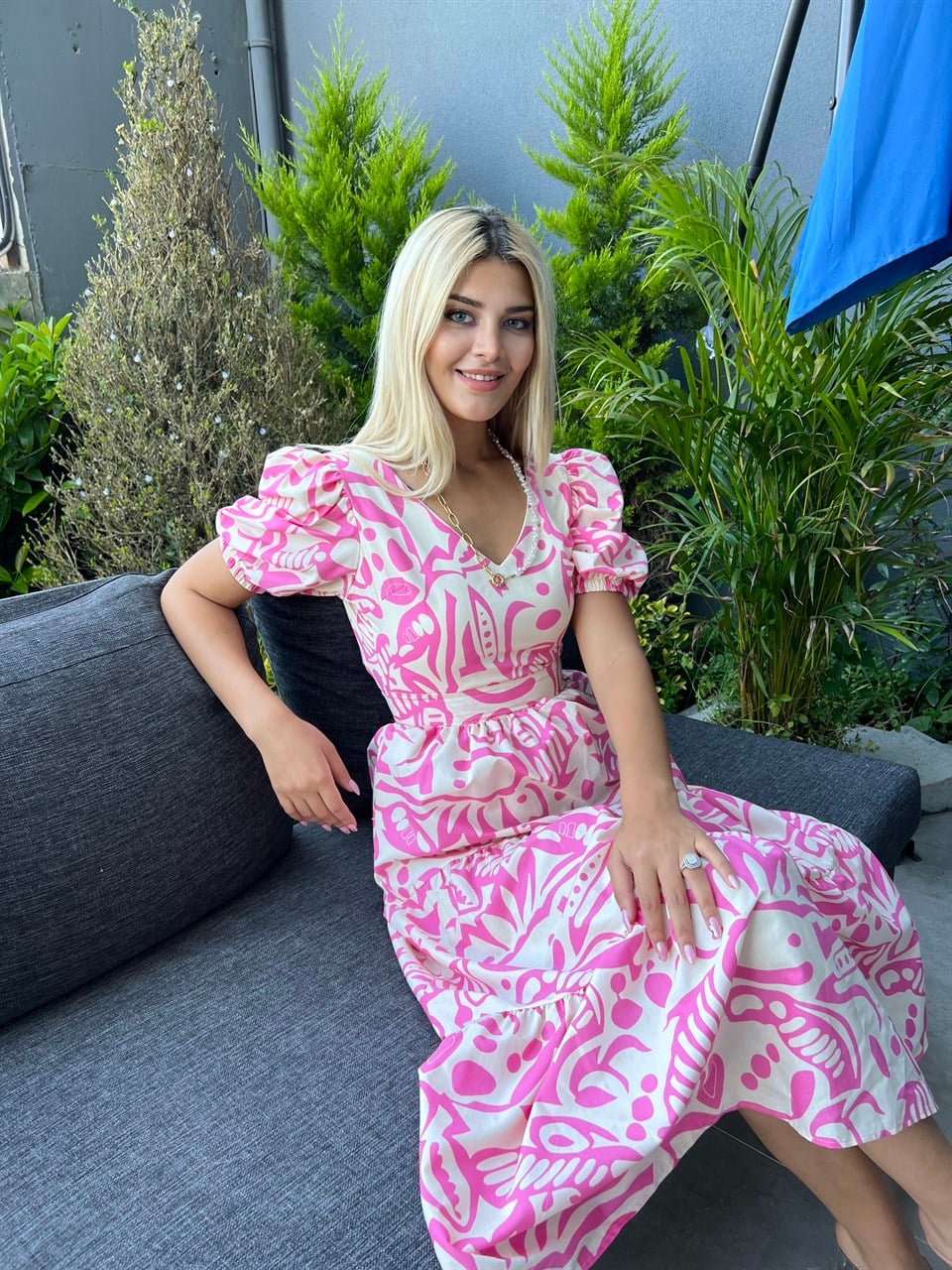 Cielo Sırt Detay Pembe Elbise