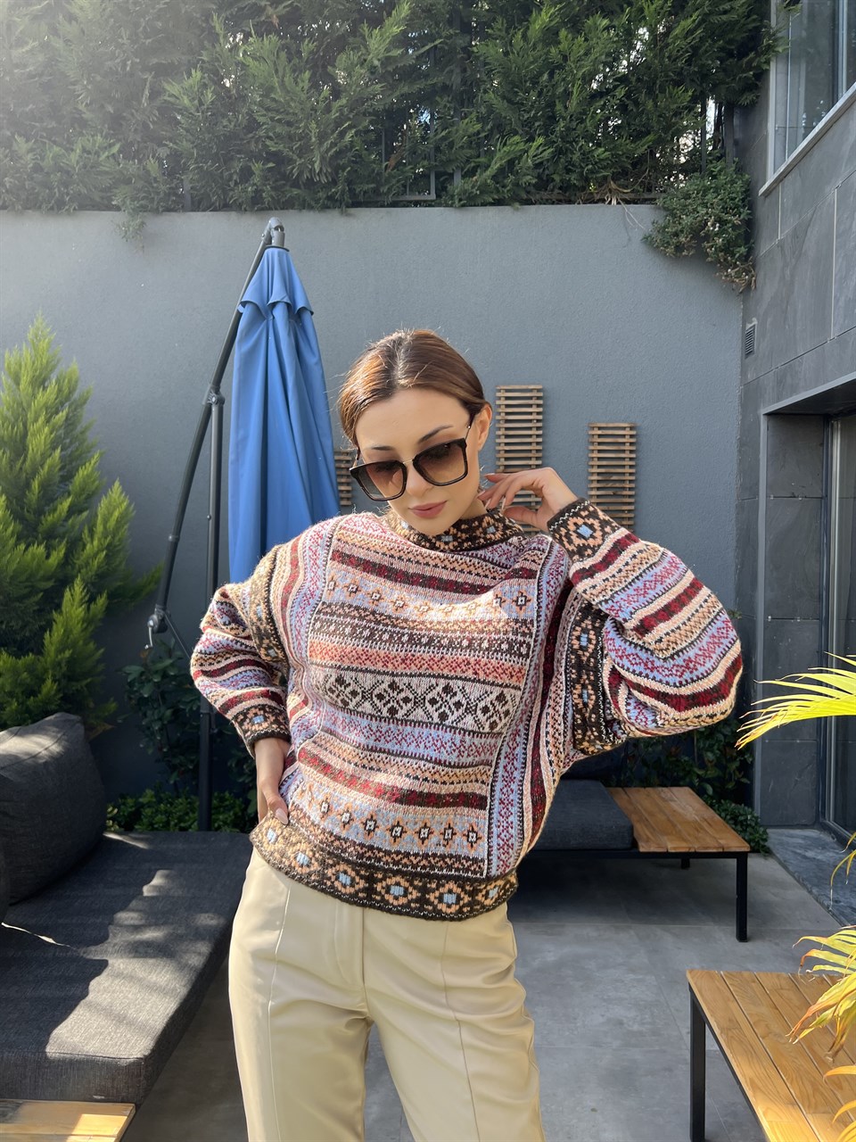 Dulcie Etnik Desen Yumoş Kazak