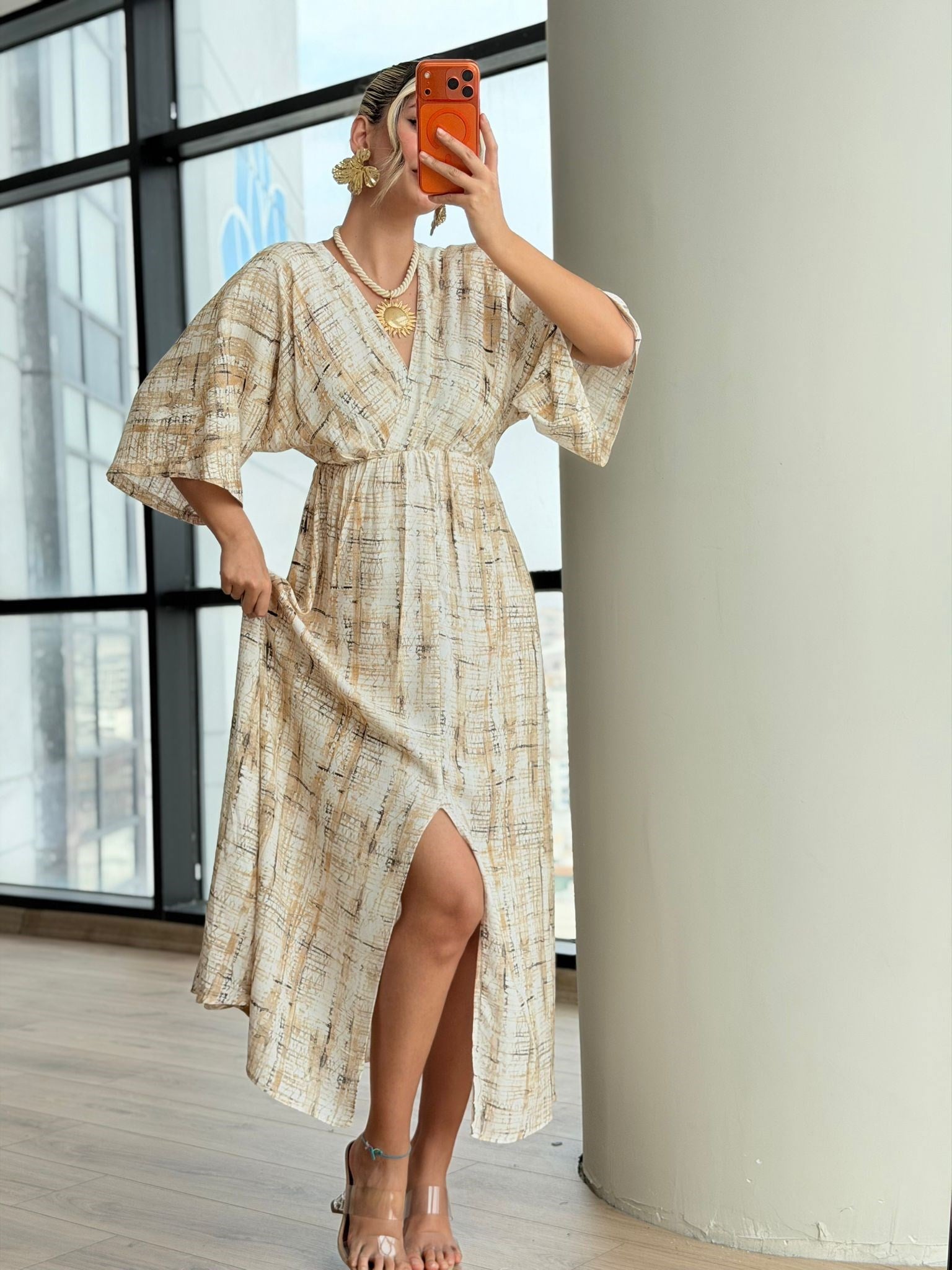 Zenya Kum Desen Elbise 