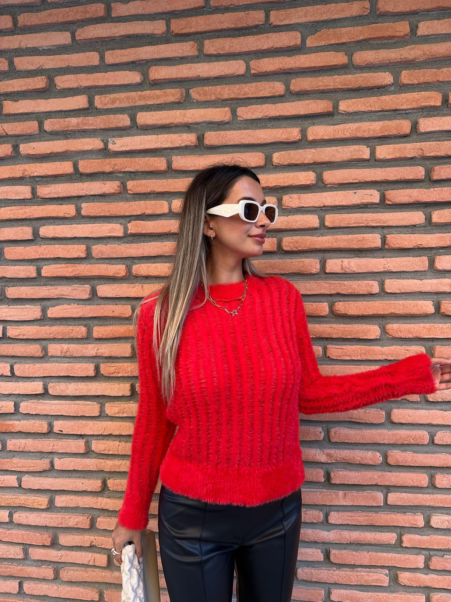 Estela Kırmızı Triko Kazak kzk1021bndt