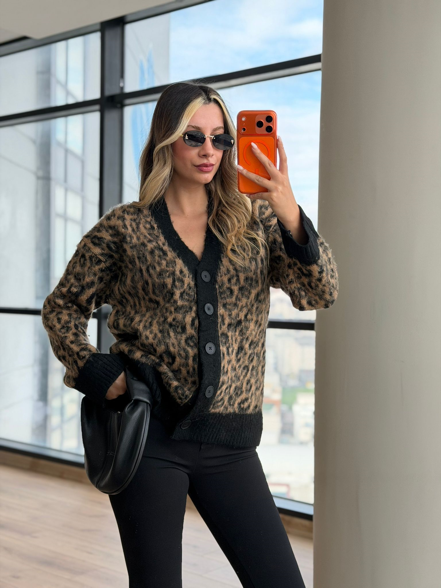 Marka Etiketli Leopar Yeni Sezon Hırka