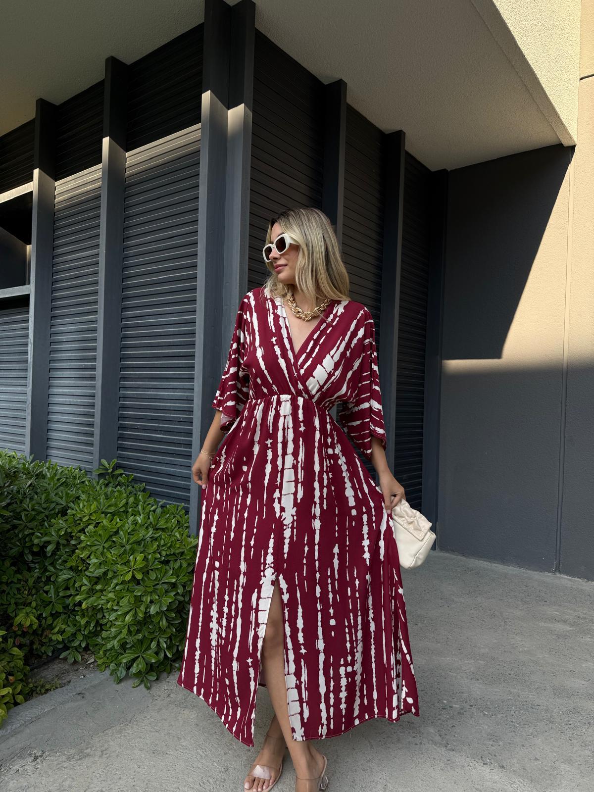 Zenya Rölyef Desen Elbise Bordo