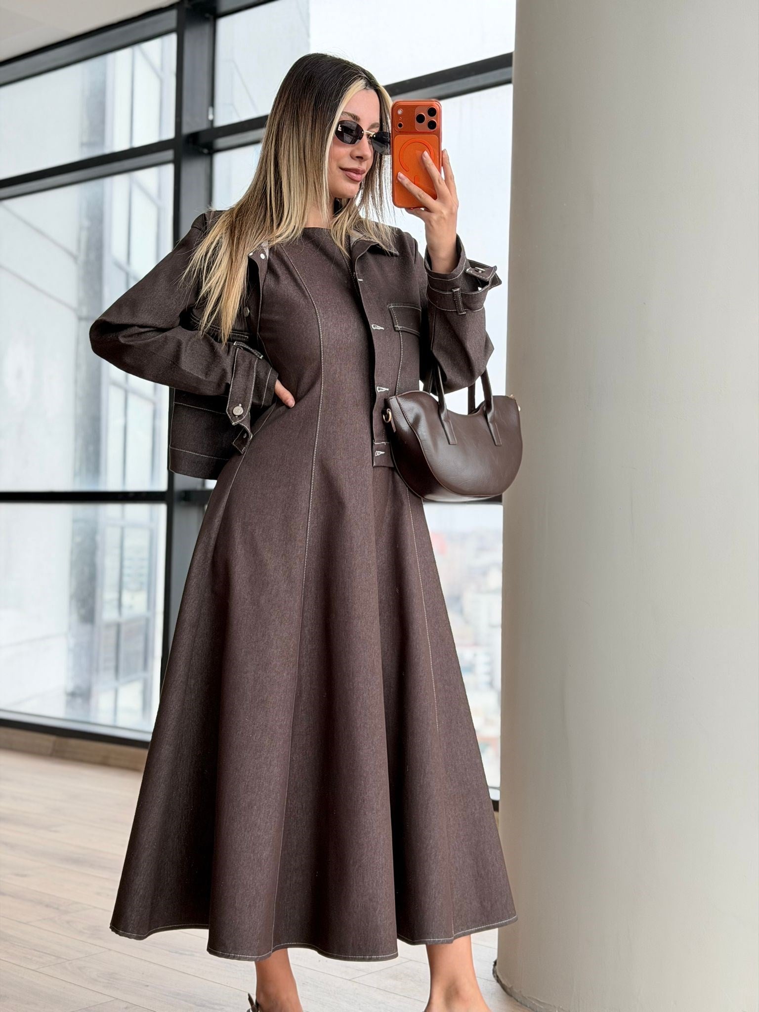 Barbara Ceketli Denim Elbise