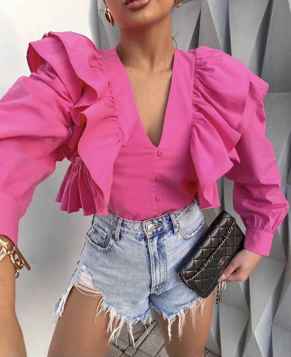 Fırfır Pembe Bluz