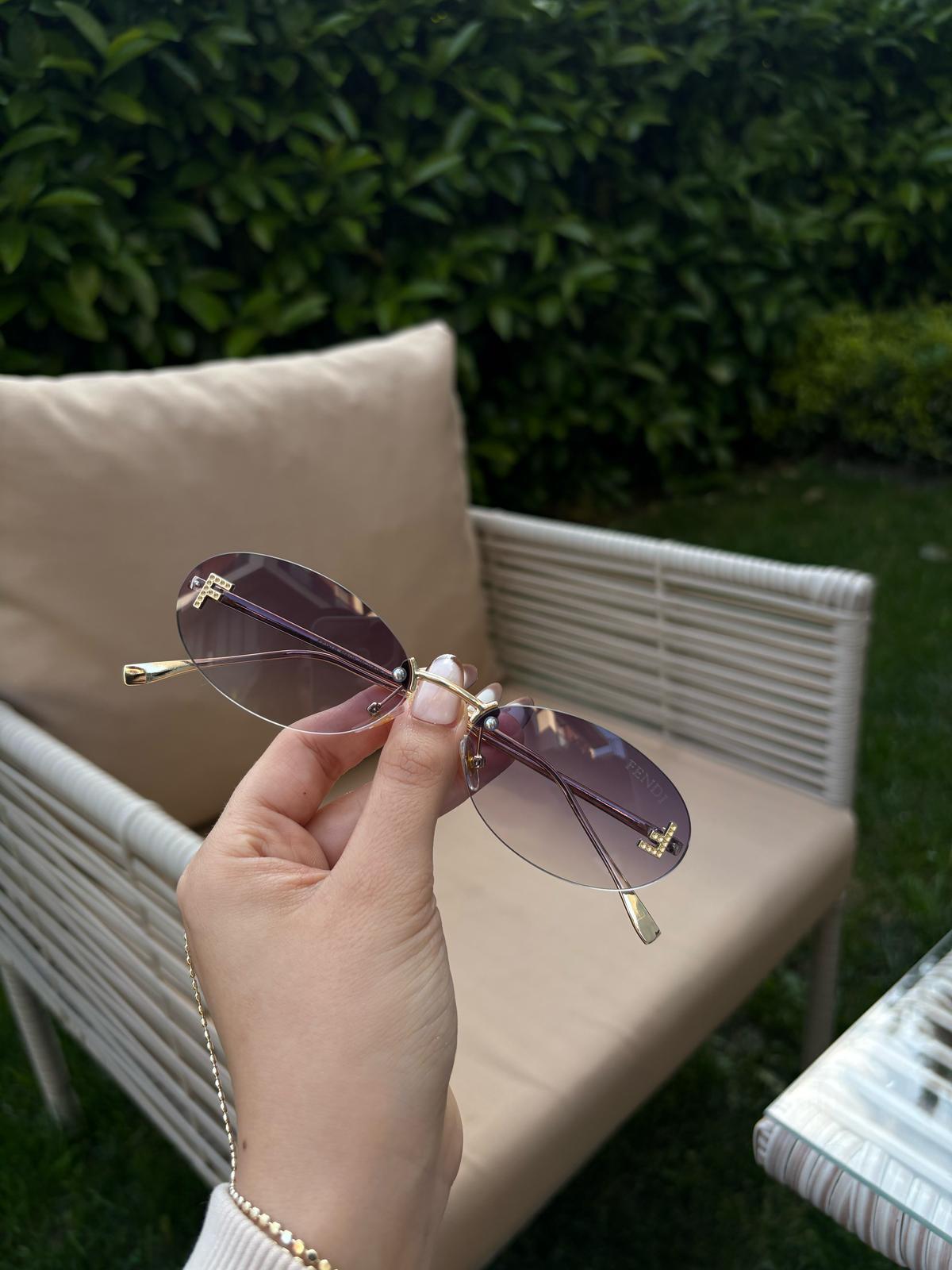 Fnd Elips Çerçeve İnce Kenarlı Lila GözlükFND001