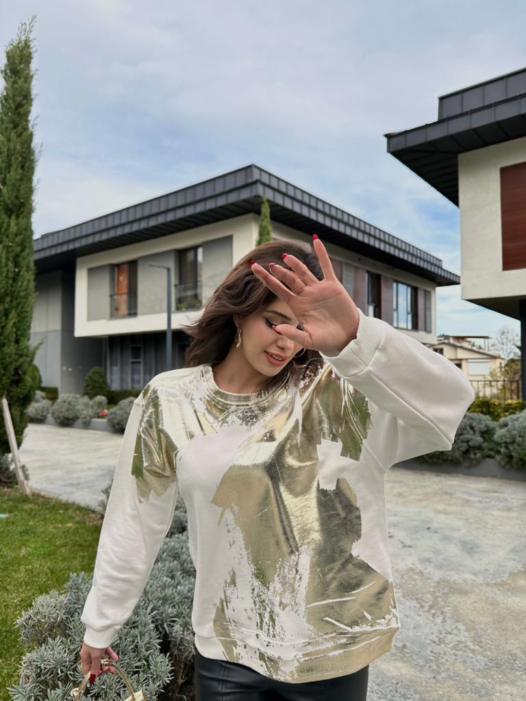 Gold Varak Baskılı Sweatshirt 1707512