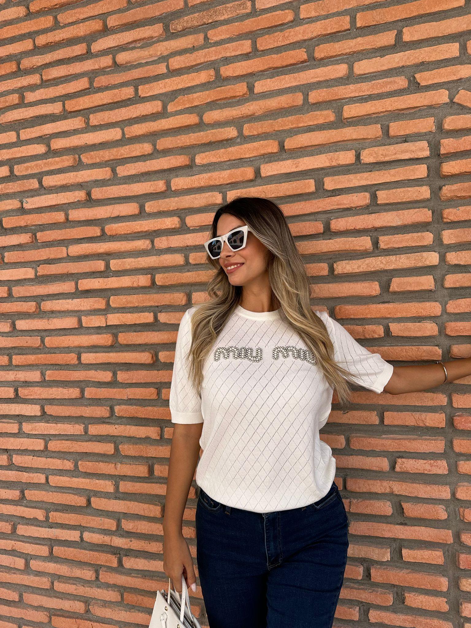 İnci Yazılı Marka Bluz Beyaz 0706273