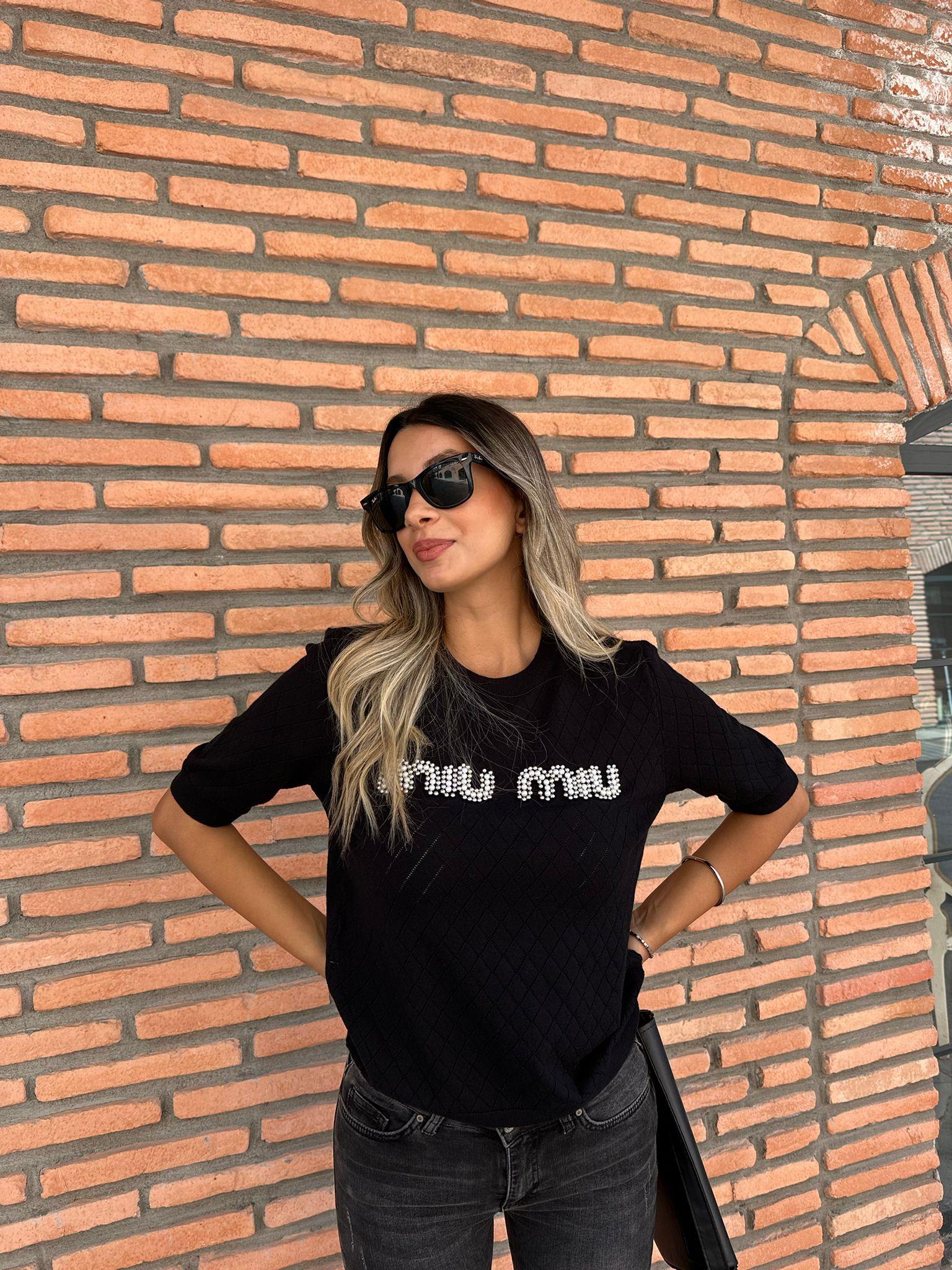 İnci Yazılı Marka Bluz Siyah 0706273
