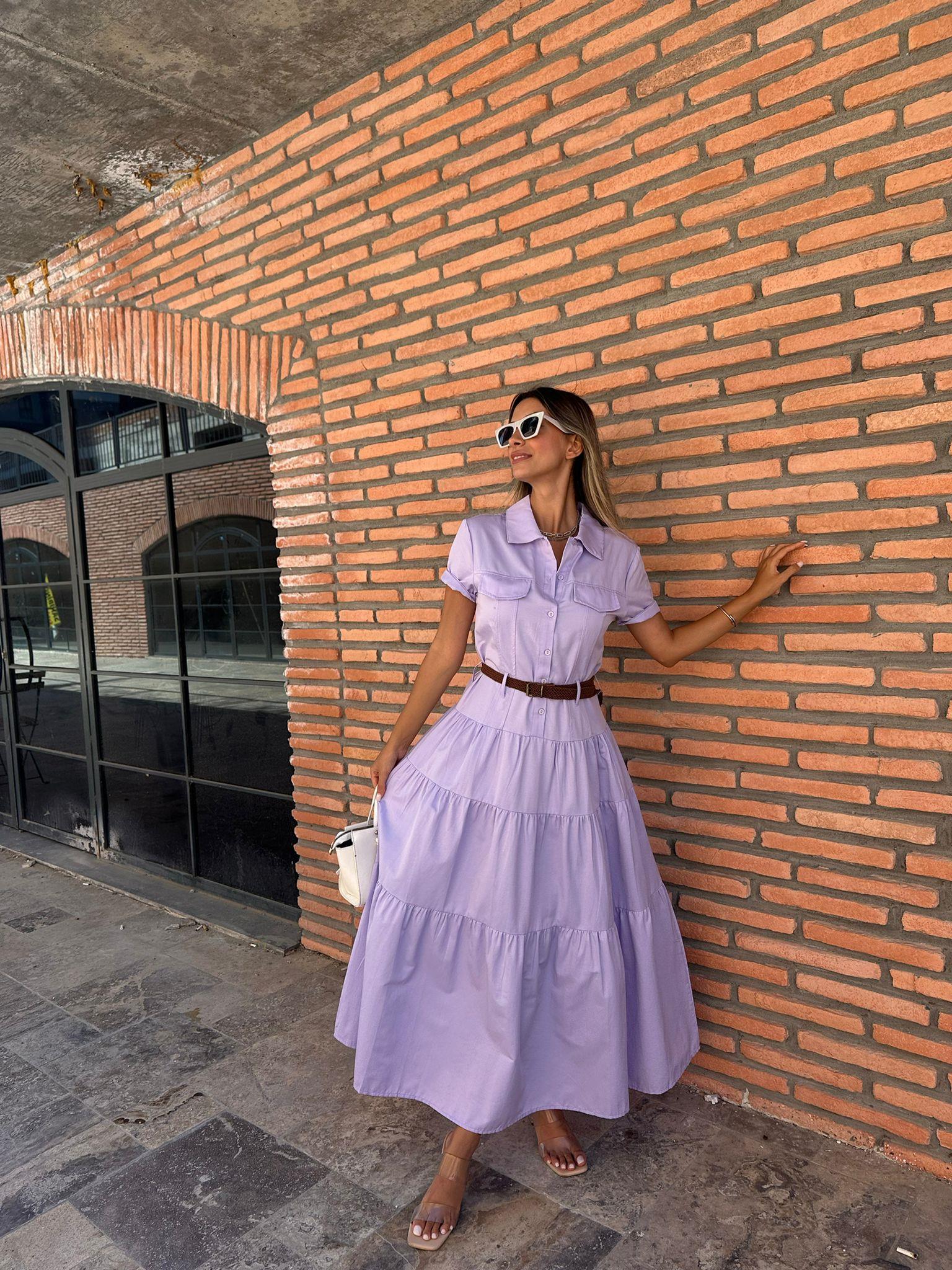 Kemerli Sara Lila Elbise 070621188