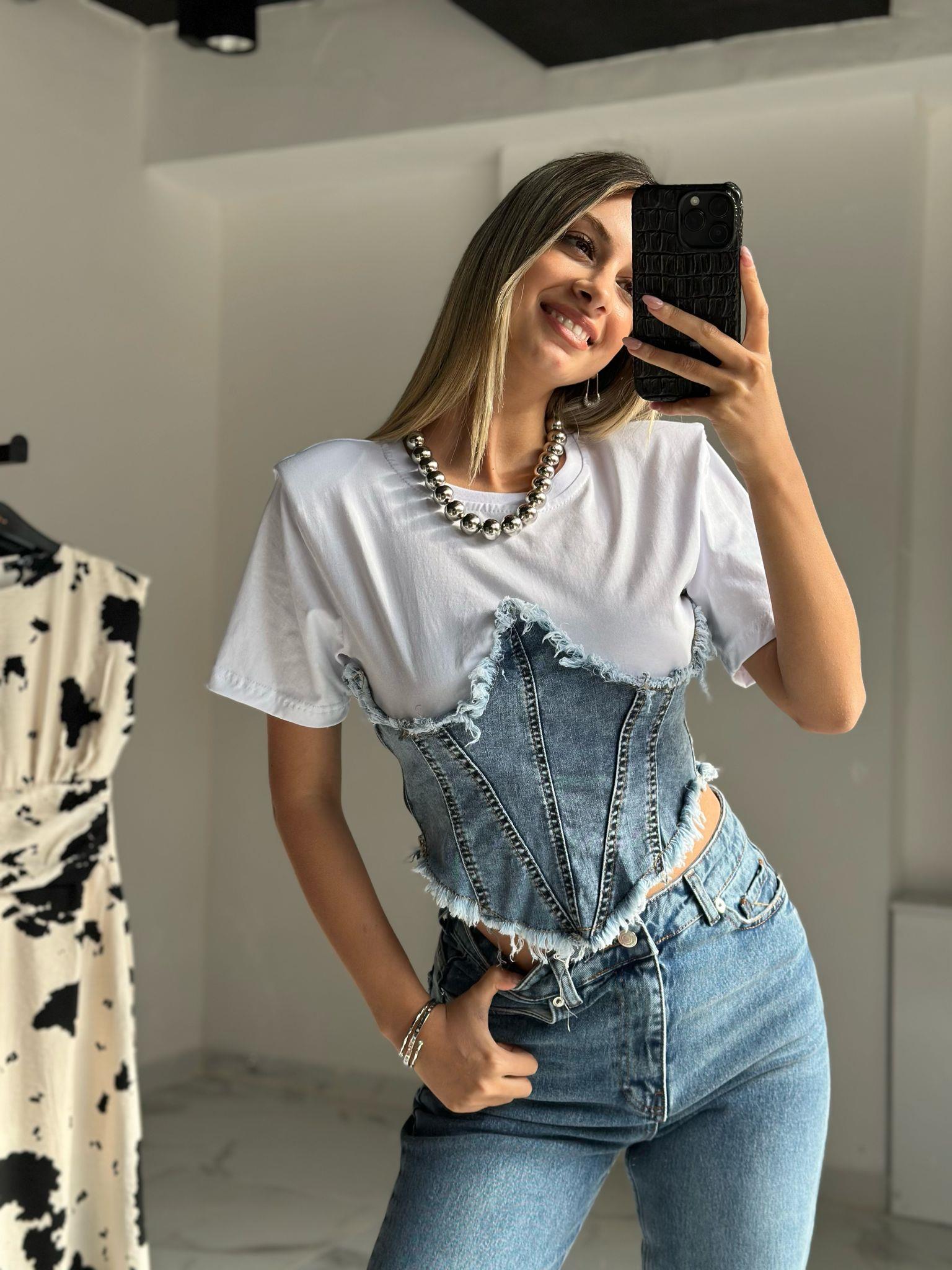 Kot Detay Belden Oturtmalı Crop Bluz  07062184