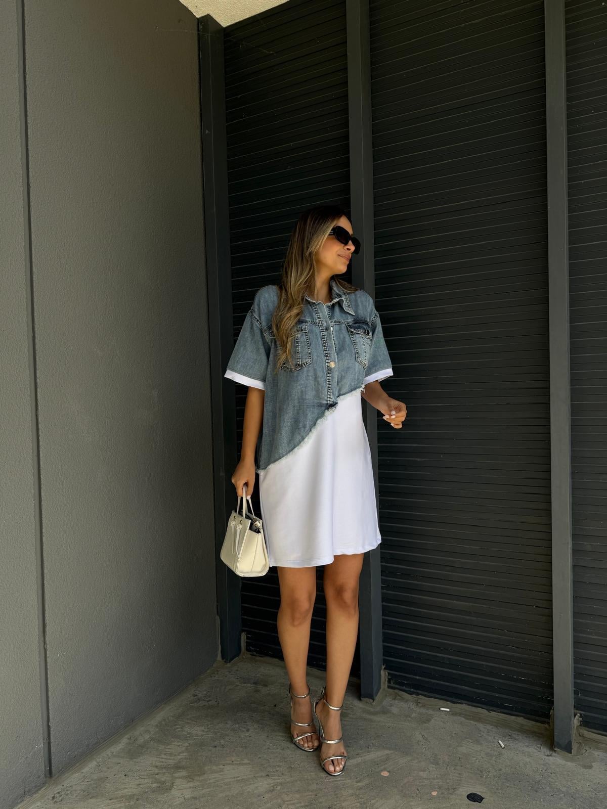 Kot Gömlek Detay Basic Elbise Beyazyelb2206rvd