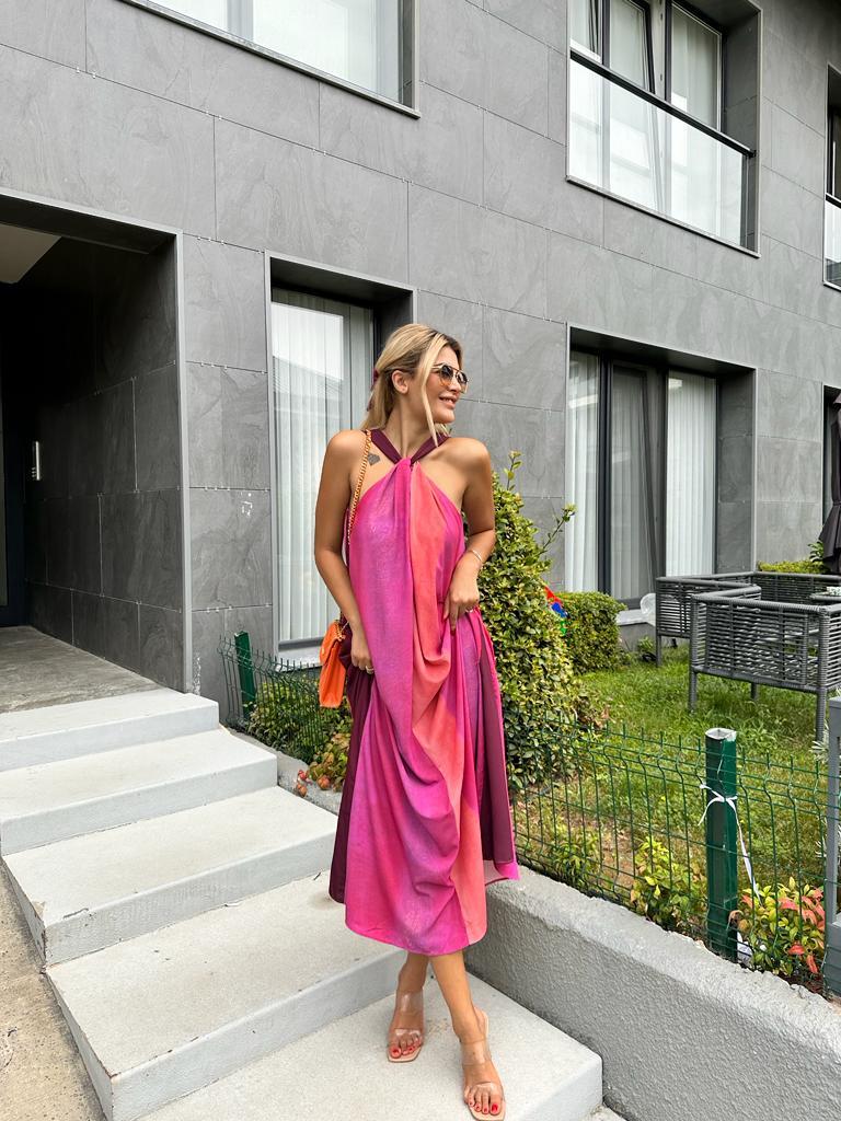 Mdutti Pembe Boyun Bağlamalı Elbise 1707340